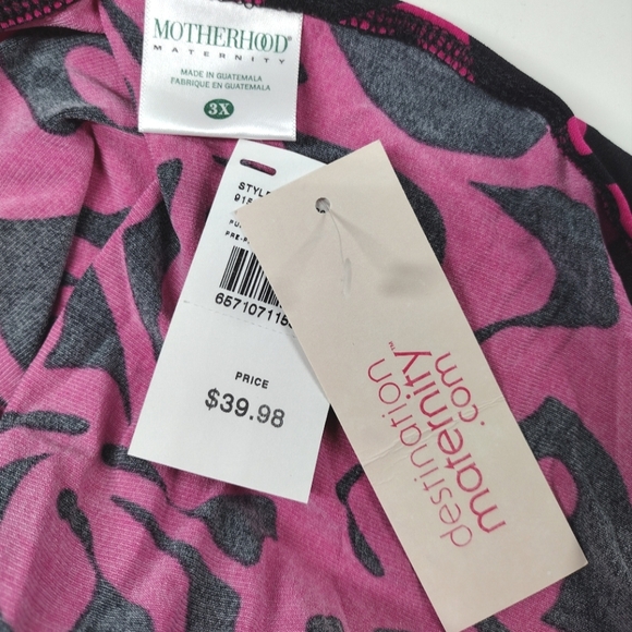 Motherhood Maternity Abstract Raspberry Pink Wrap Maternity Dress - Picture 5 of 6